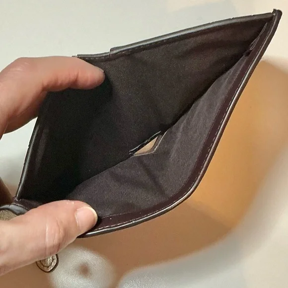 Coach Rare Floral Appliqué Studded Flap Trifold Wallet Gold & Brown NWOT - Picture 9 of 14